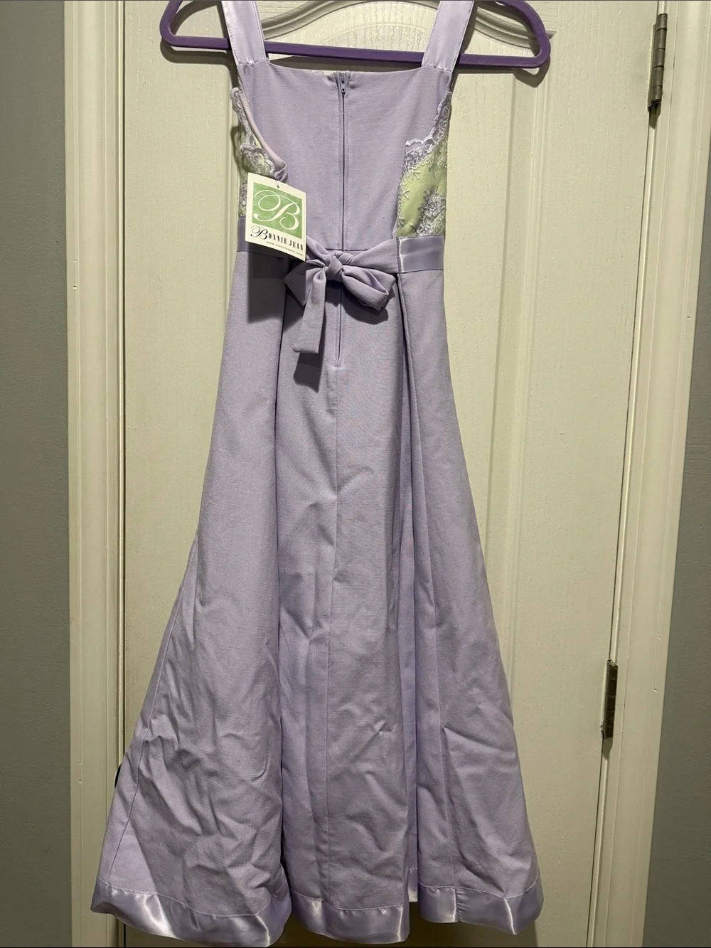 Bonnie Jean Lilac Lace Bodice Formal Dress with Ribbon Flower